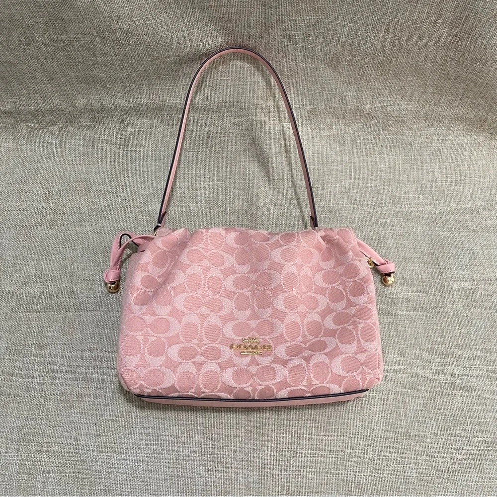 Coach Pink Signature Drawstring Shoulder Bag